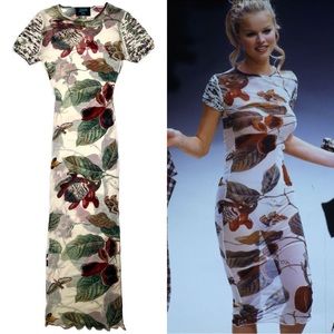 RARE 1993 Jean Paul Gaultier mesh floral dress